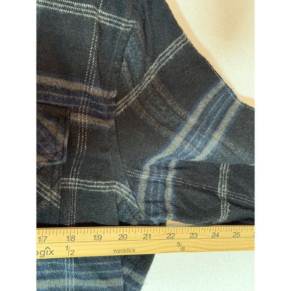 Burnside Mens Plaid Flannel Long Sleeve Button Up Hoodie Shirt XL - Picture 4 of 8